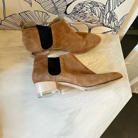 Dear Frances suede booties lucite heel - Picture 9 of 11